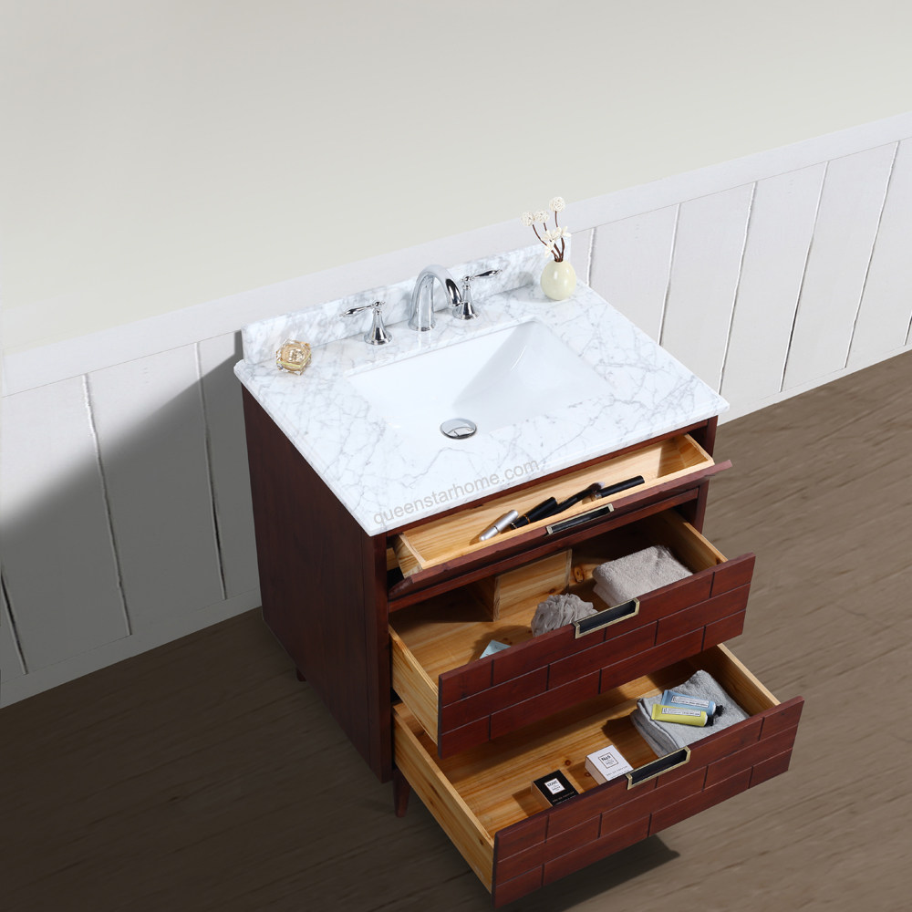 QS-AM 30” brown bathroom vanity cabinet